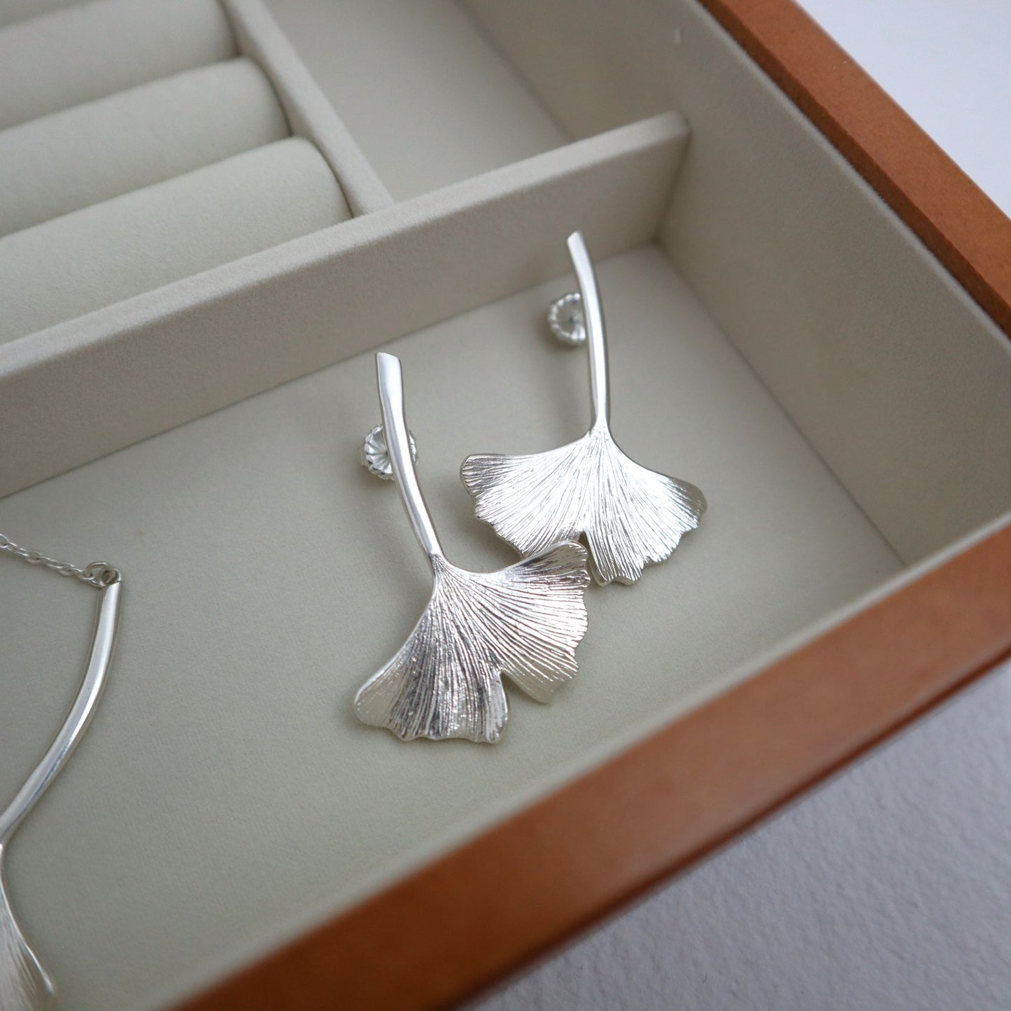 Ginkgo Drop Stud Earrings - Large