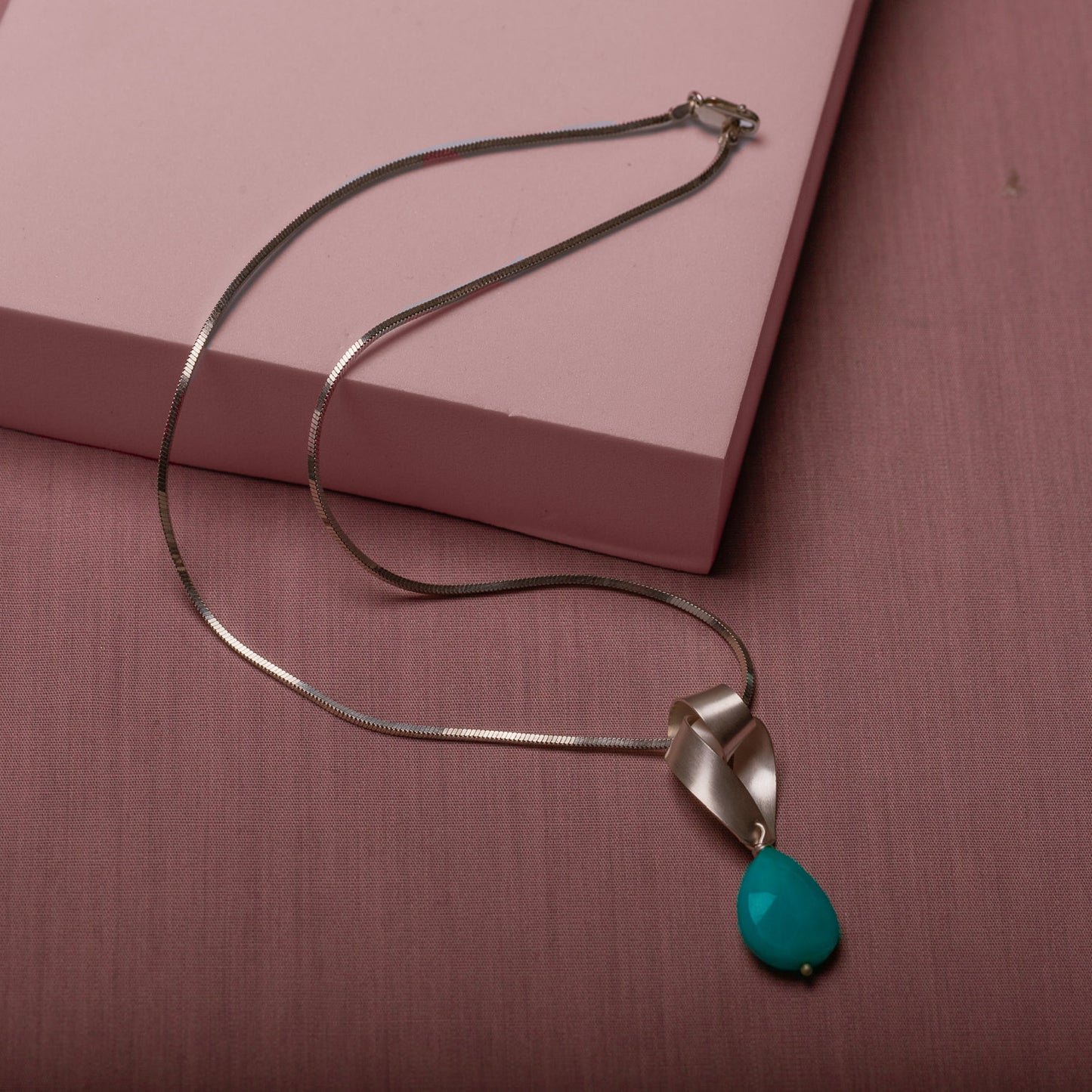 amazonite necklace, blue gemstone pendant, silver pendant, contemporary jewelry, art jewellery, knot pendant,