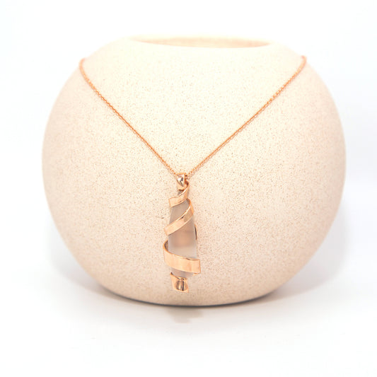 gold spiral necklace, curly jewelry, helix necklace, whimsical jewelry, unique jewellery, art jewellery, contemporary jewelry, elegant rose gold necklace