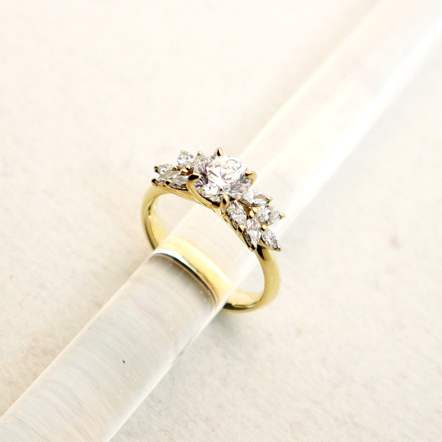 Custom gold and diamond engagment ring