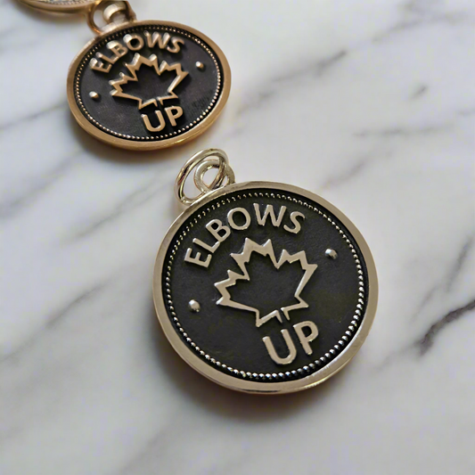 Elbows Up/Proudly Canadian Coin Pendant