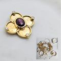 22K purple sapphire and diamond pendant made with refined and recycled old and broken jewellery.
