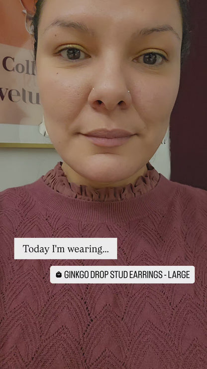 Ginkgo Drop Stud Earrings - Large
