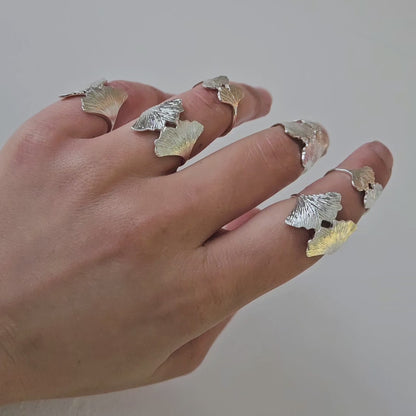 Ginkgo Ring - Large Double Leaf Ring