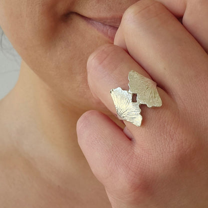 Ginkgo Ring - Large Double Leaf Ring