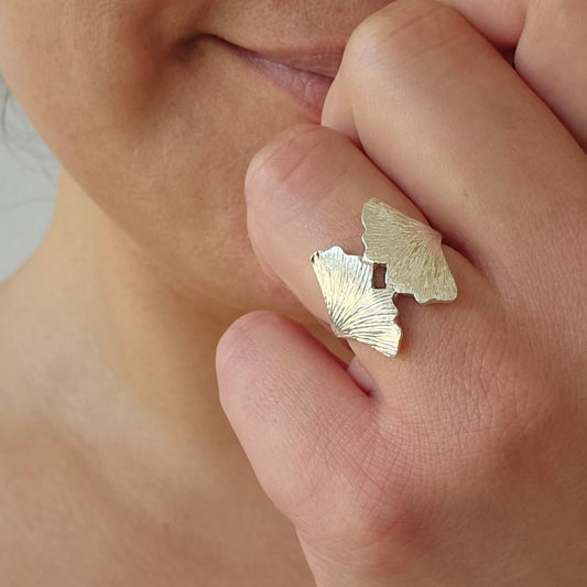 Ginkgo Ring - Large Double Leaf Ring
