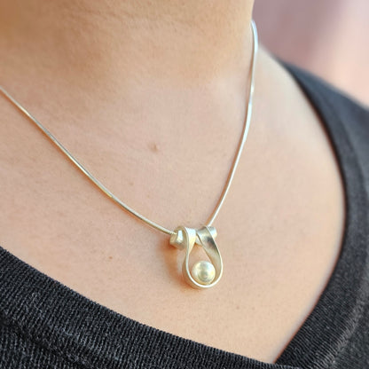 Ribbon Pendant with Freshwater Pearl - Small