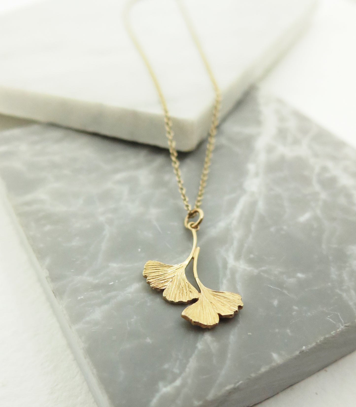 ginkgo leaves, nature jewellery, leaf pendant, delicate necklace, textured leaf jewelry, dainty