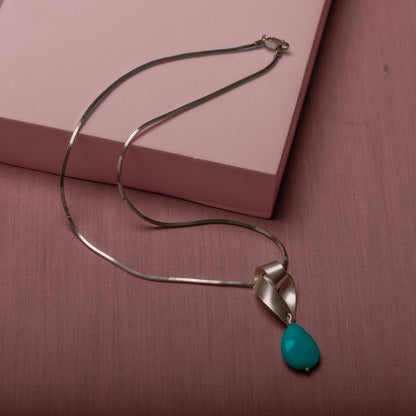 amazonite necklace, blue gemstone pendant, silver pendant, contemporary jewelry, art jewellery, knot pendant, 