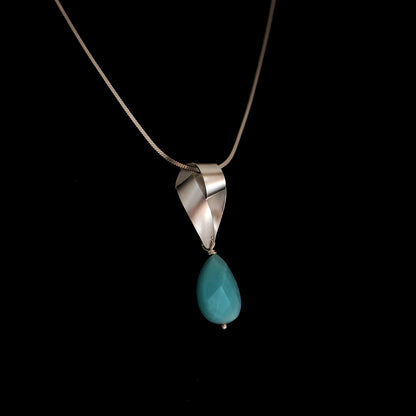 amazonite necklace, blue gemstone pendant, silver pendant, contemporary jewelry, art jewellery, knot pendant, 