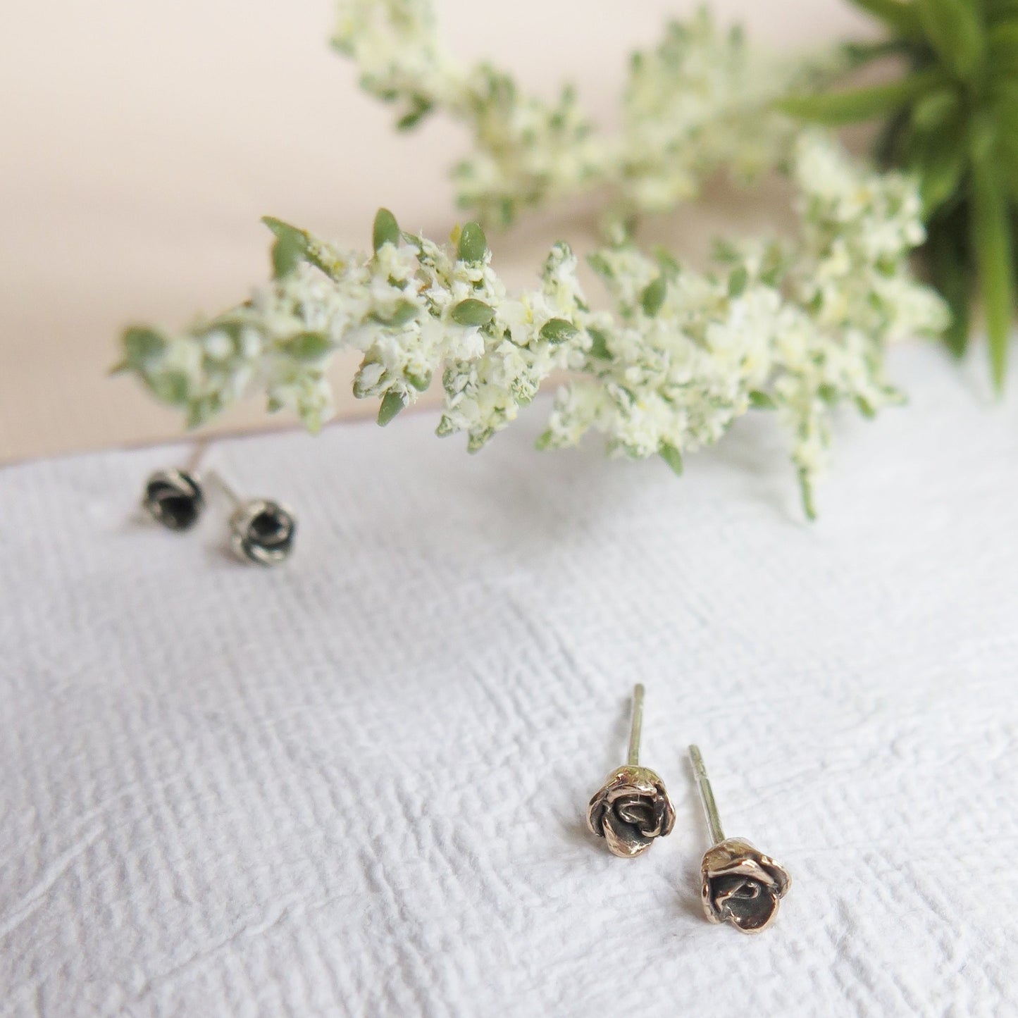 mini rose stud earrings, tiny rosebud studs, delicate earrings, dainty studs, everyday earrings