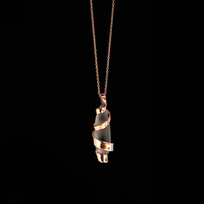 gold spiral necklace, curly jewelry, helix necklace, whimsical jewelry, unique jewellery, art jewellery, contemporary jewelry, elegant rose gold necklace 