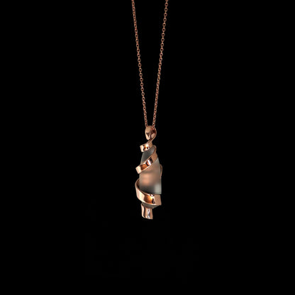 gold spiral necklace, curly jewelry, helix necklace, whimsical jewelry, unique jewellery, art jewellery, contemporary jewelry, elegant rose gold necklace 