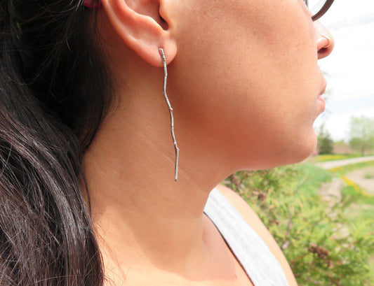 twig earrings, nature inspired jewelry, organic jewelry, textured jewellery 